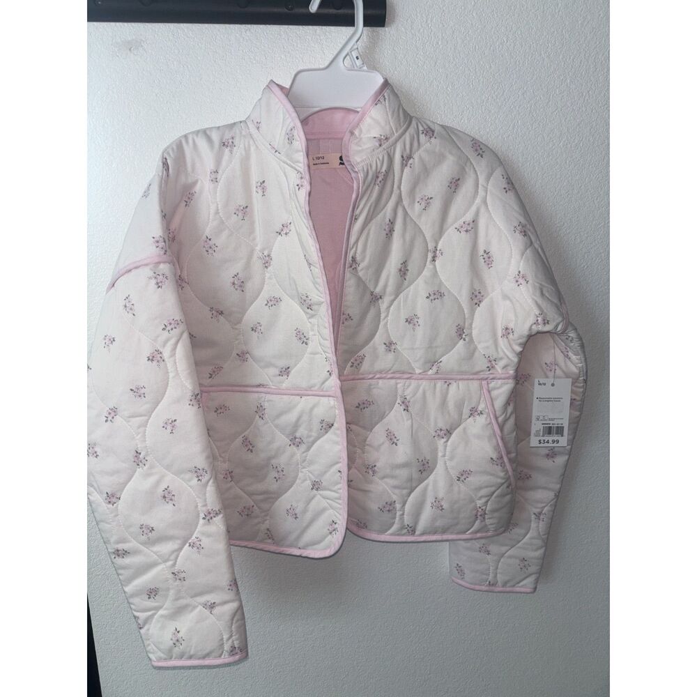 NWT Girls Quilted Soft Pink Floral Jacket 100% Cotton